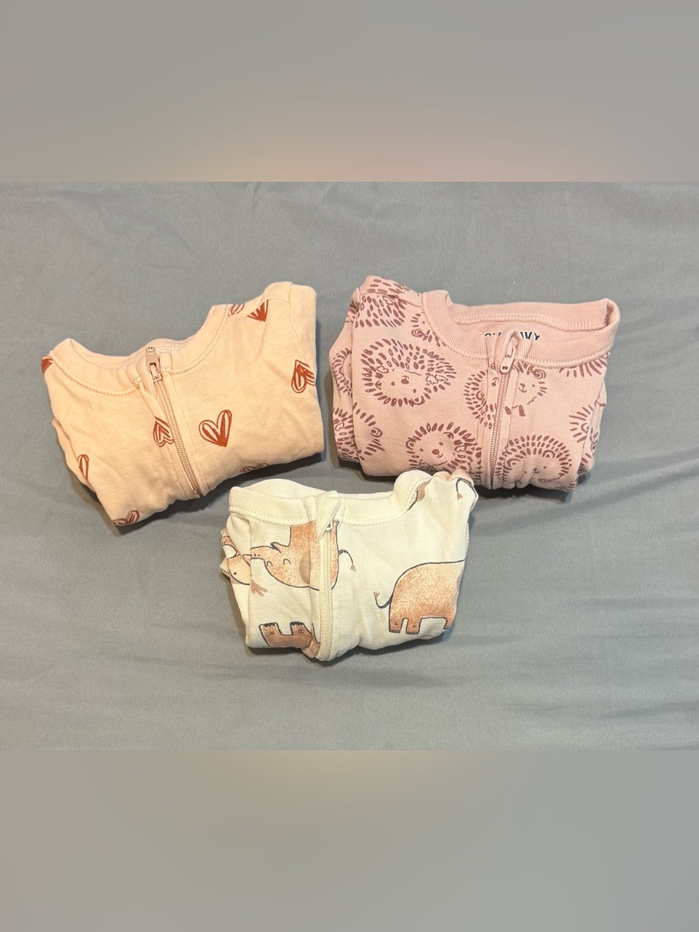 Set of 3 Old Navy Zip Girls Footies Size 6-9 Months